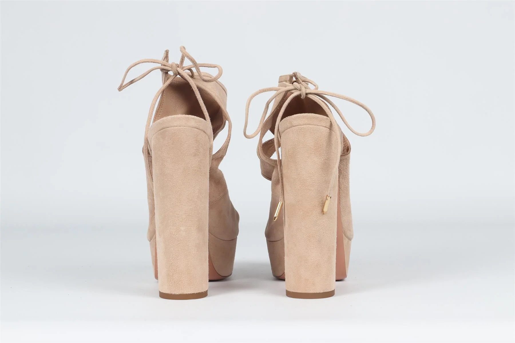AQUAZZURA NUDE SUEDE SANDALS EU 38.5 UK 5.5 US 8.5 - Image 5