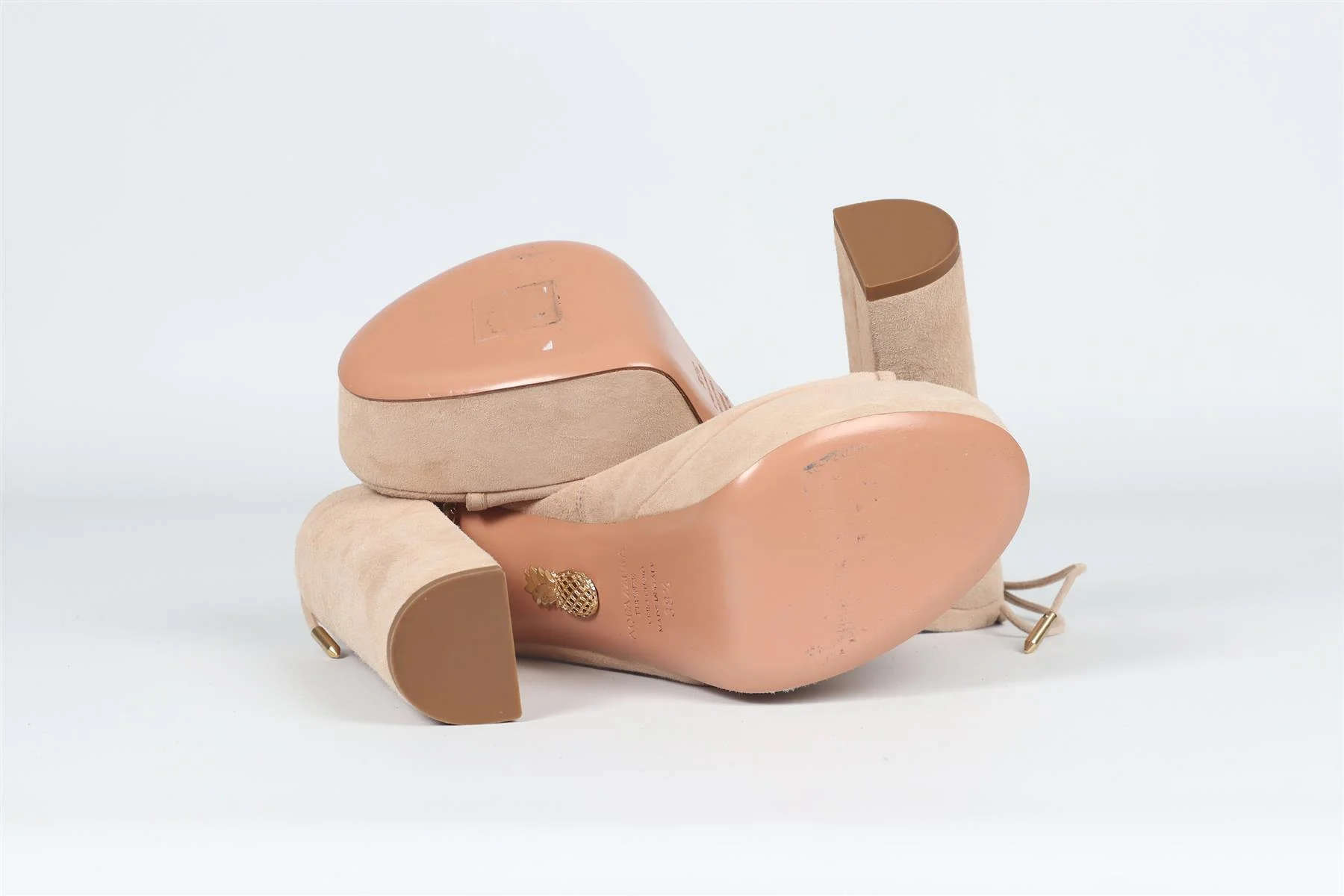 AQUAZZURA NUDE SUEDE SANDALS EU 38.5 UK 5.5 US 8.5 - Image 6