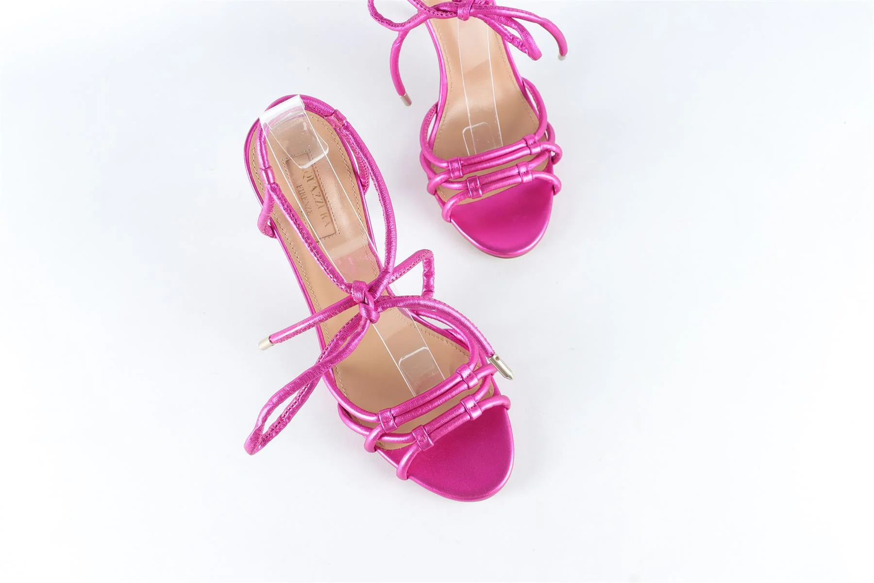 AQUAZZURA PINK LEATHER SANDALS EU 38.5 UK 5.5 US 8.5 - Image 4