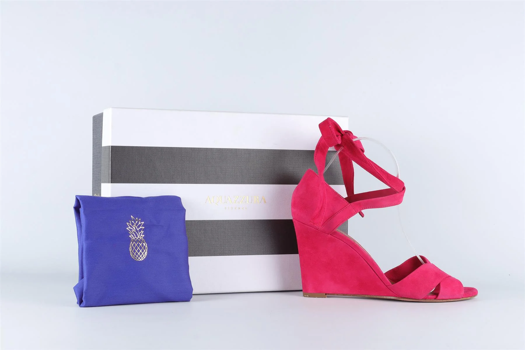 AQUAZZURA PINK SUEDE WEDGE SANDALS EU 39 UK 6 US 9 - Image 6
