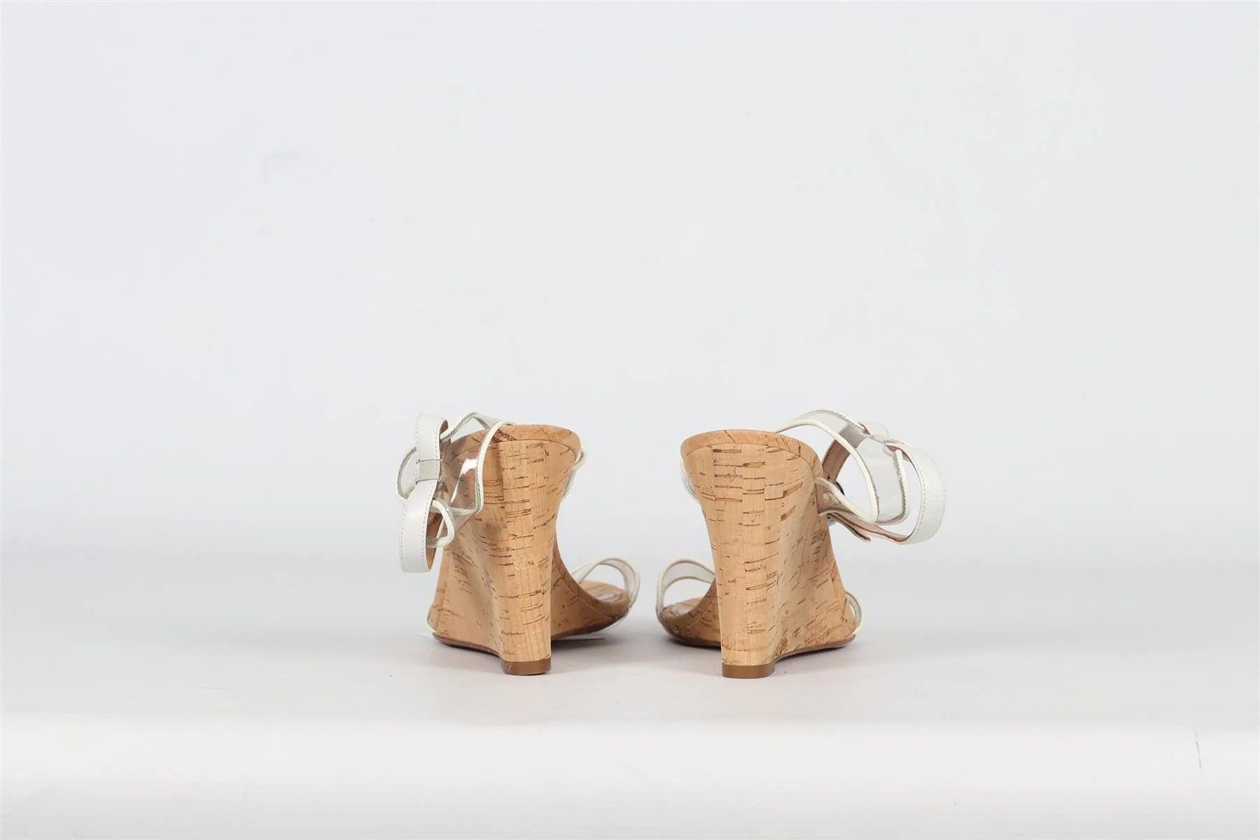 AQUAZZURA PVC AND LEATHER WEDGE SANDALS EU 39.5 UK 6.5 US 9.5 - Image 4