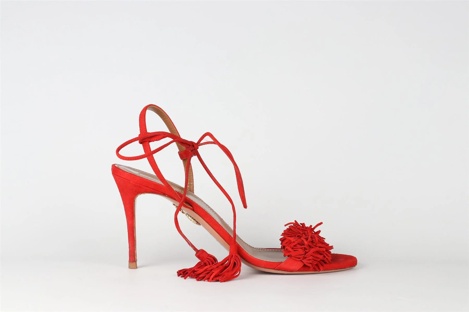 AQUAZZURA RED SUEDE SANDALS EU 40.5 UK 7.5 US 10.5 - Image 2