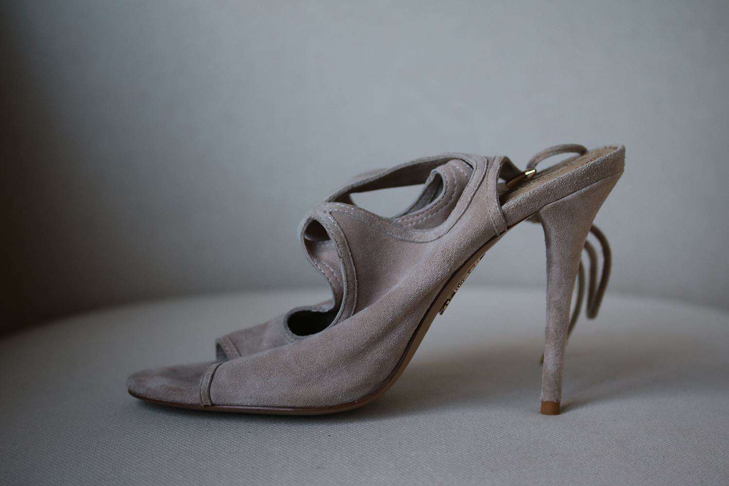 AQUAZZURA SEXY THING CUTOUT SUEDE SANDALS EU 38.5 UK 5.5 US 8.5 - Image 4