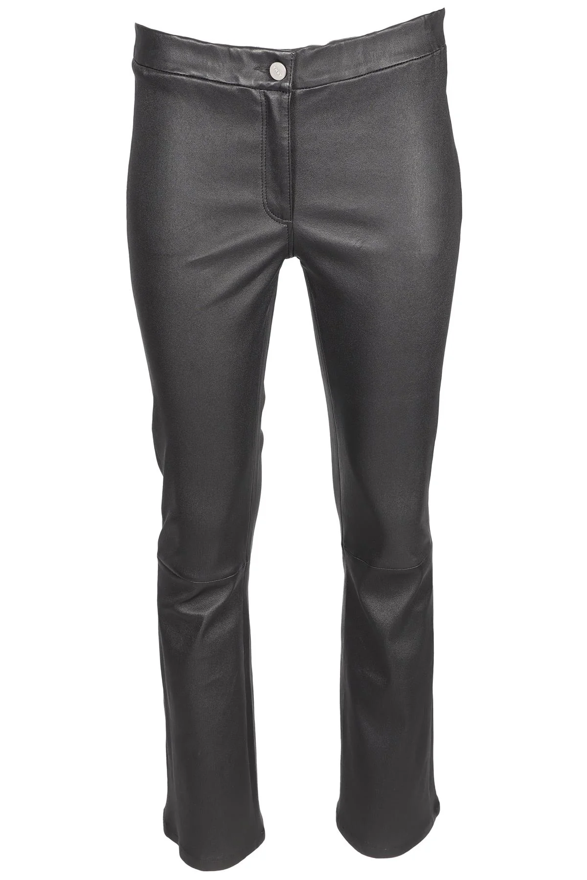 ARMA BLACK LEATHER FLARED PANTS IT 40 UK 8