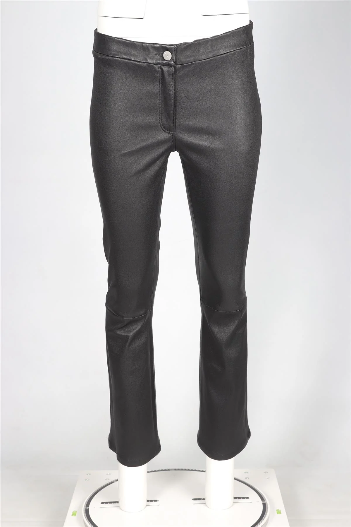 ARMA BLACK LEATHER FLARED PANTS IT 40 UK 8 - Image 2