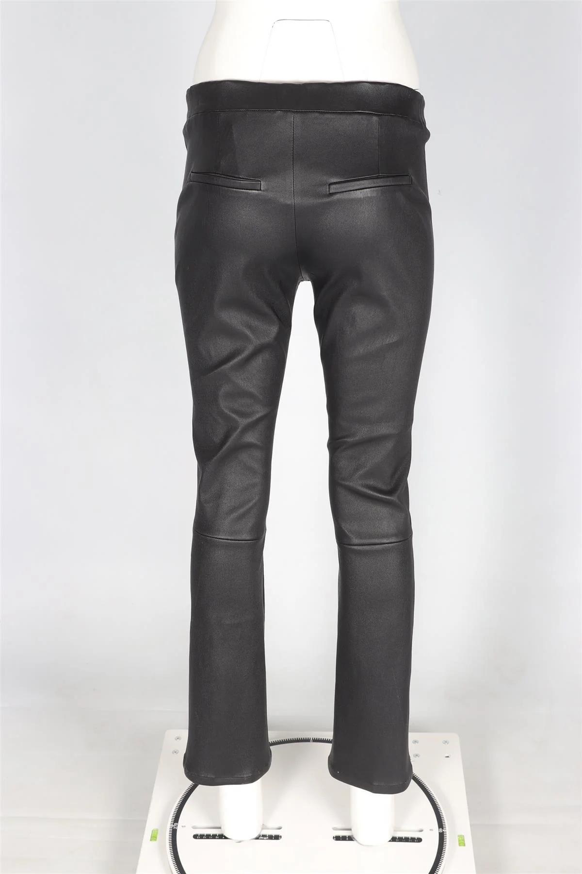 ARMA BLACK LEATHER FLARED PANTS IT 40 UK 8 - Image 4