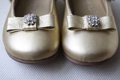 ARMANI JUNIOR BABY GOLD LEATHER DIAMANTE BOW SHOES EU 21 UK 4.5 - Image 10