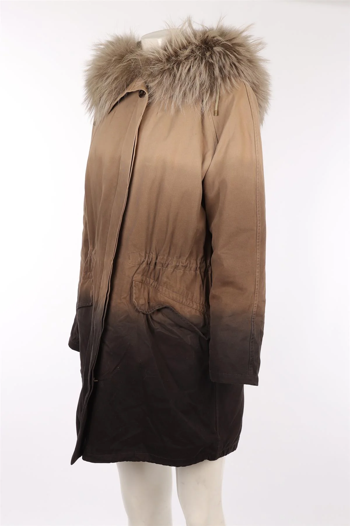 ARMY BY YVES SALOMON GREEN FUR COAT FR 36 UK 8 - Image 3