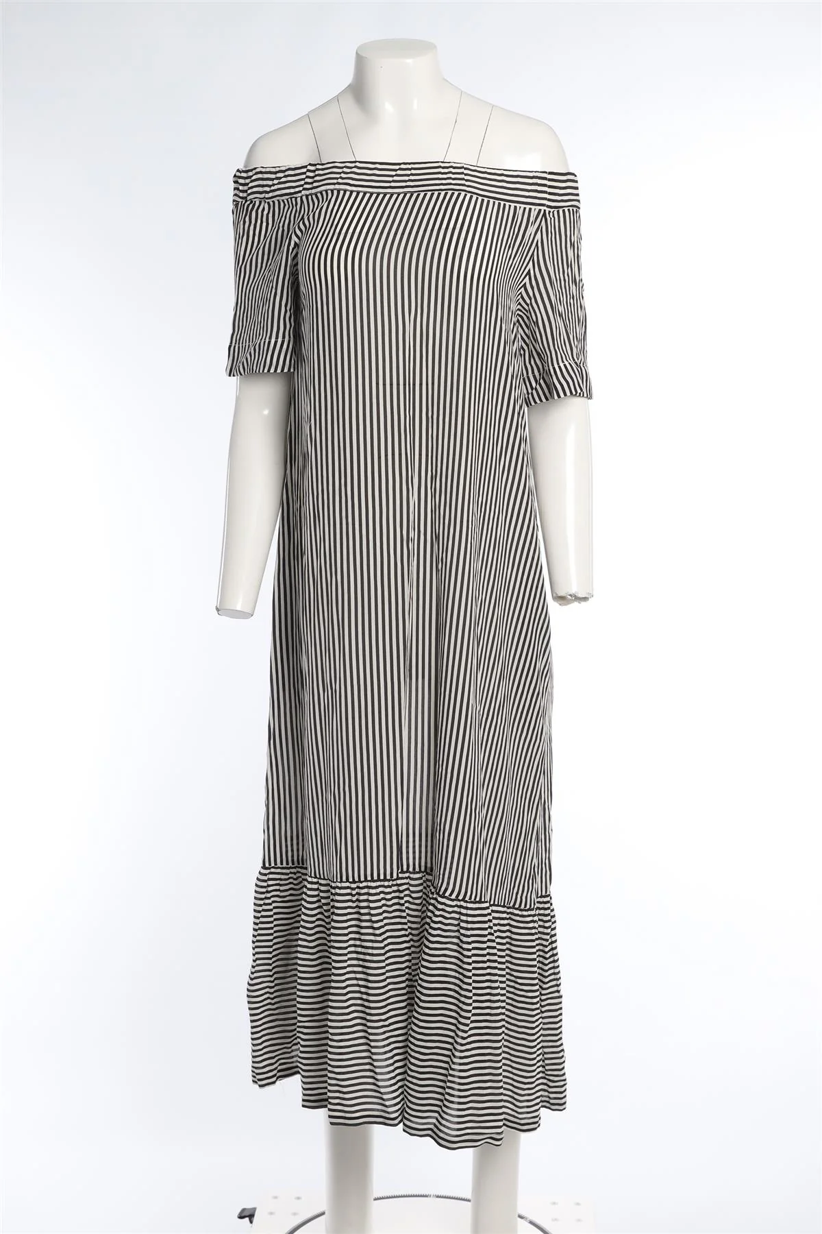 ASCENO BLACK MAXI SILK DRESS SMALL - Image 2