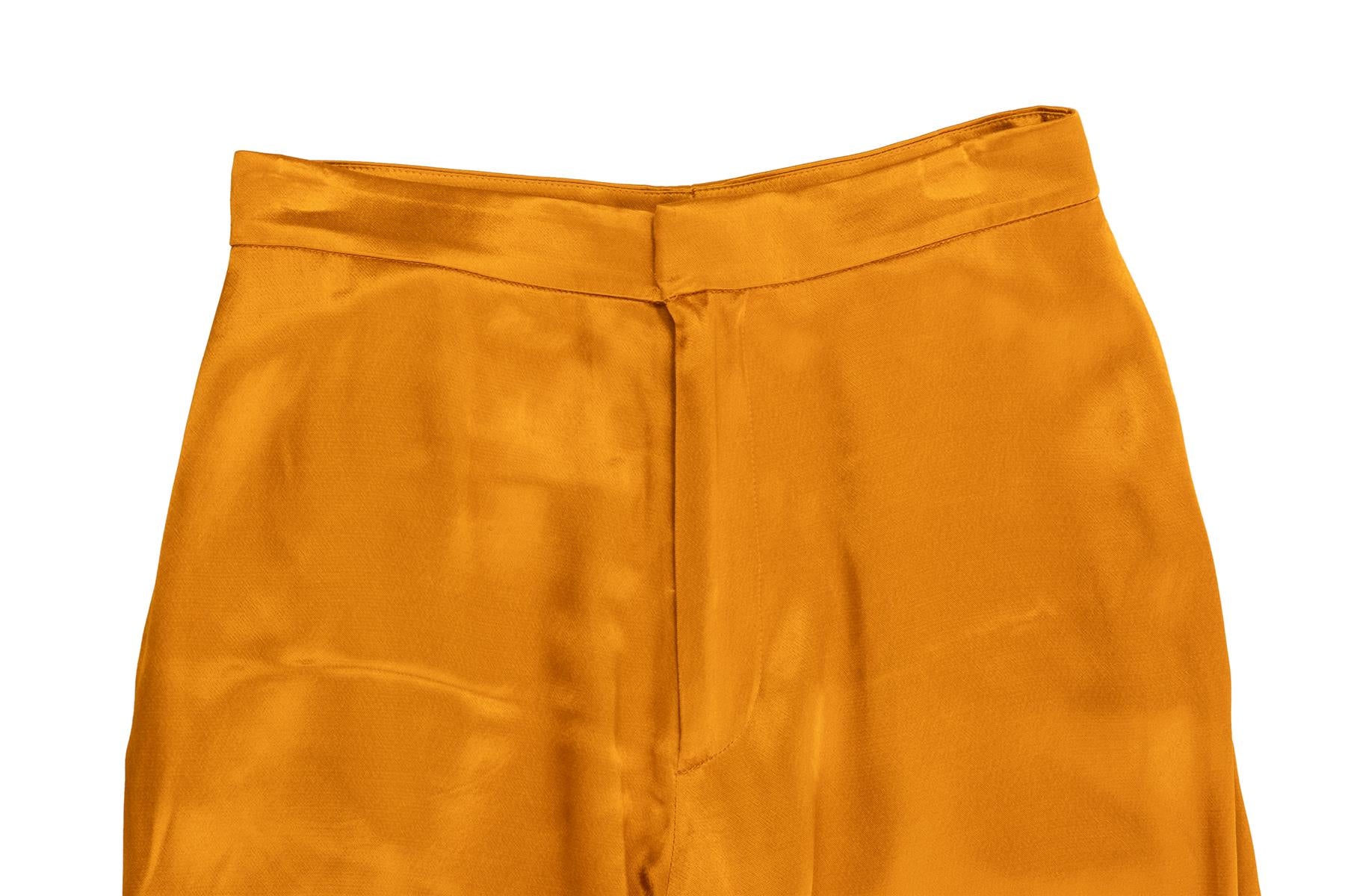ASCENO GOLD SILK TAPERED PANTS SMALL - Image 3