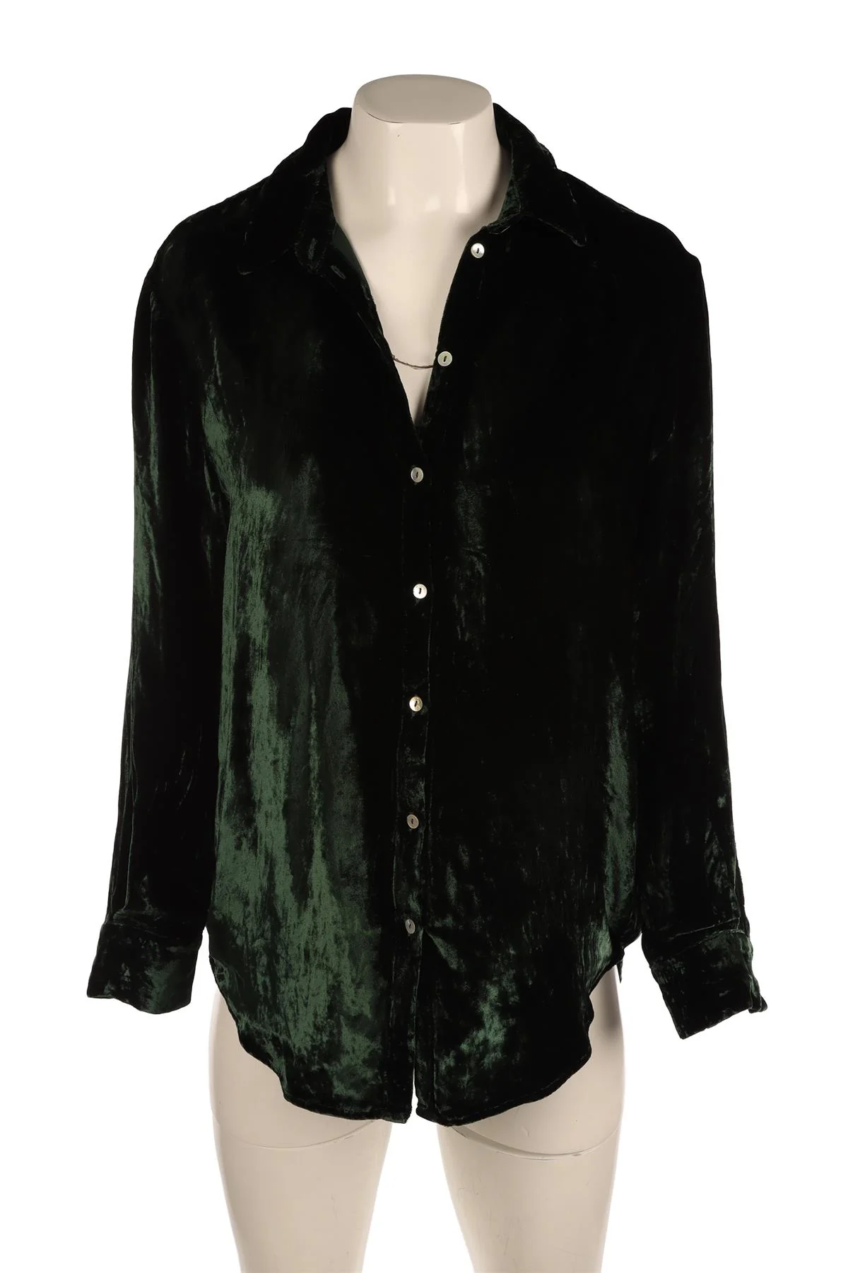 ASCENO GREEN VELVET SHIRT XSMALL - Image 2
