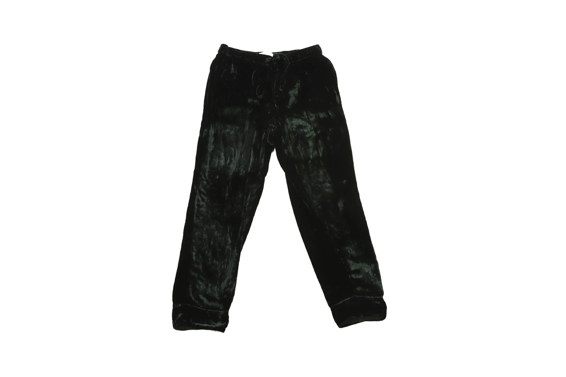ASCENO GREEN VELVET STRAIGHT LEG PANTS XSMALL - Image 2