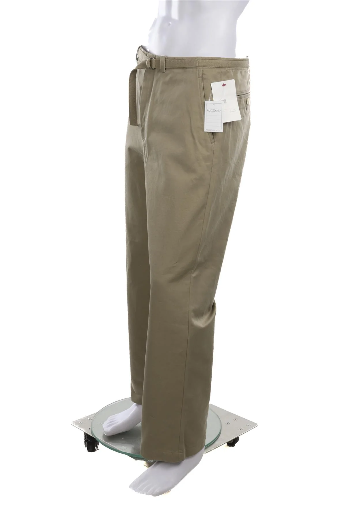 AURALEE KHAKI MENS COTTON STRAIGHT LEG PANTS MEDIUM - Image 3