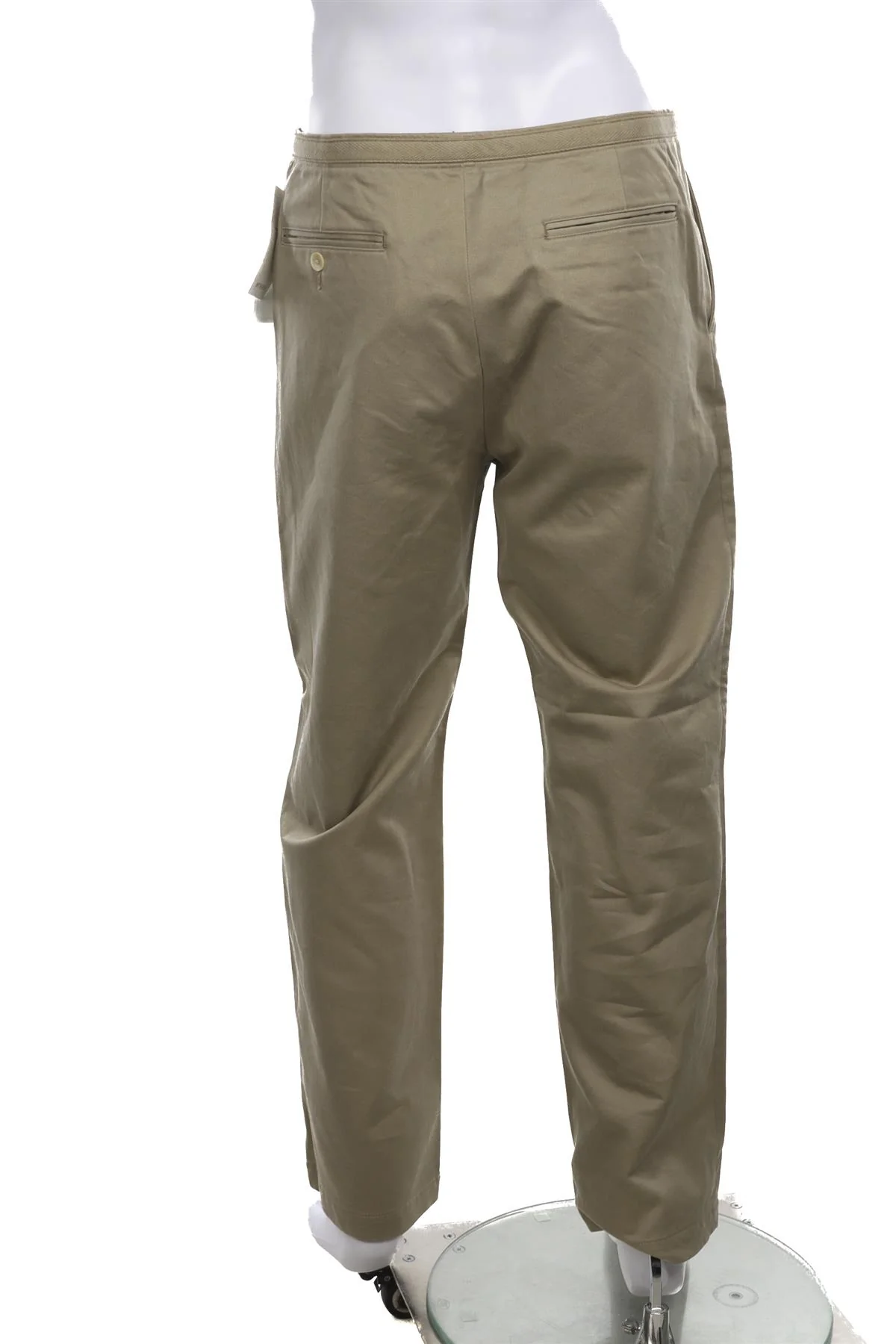 AURALEE KHAKI MENS COTTON STRAIGHT LEG PANTS MEDIUM - Image 4