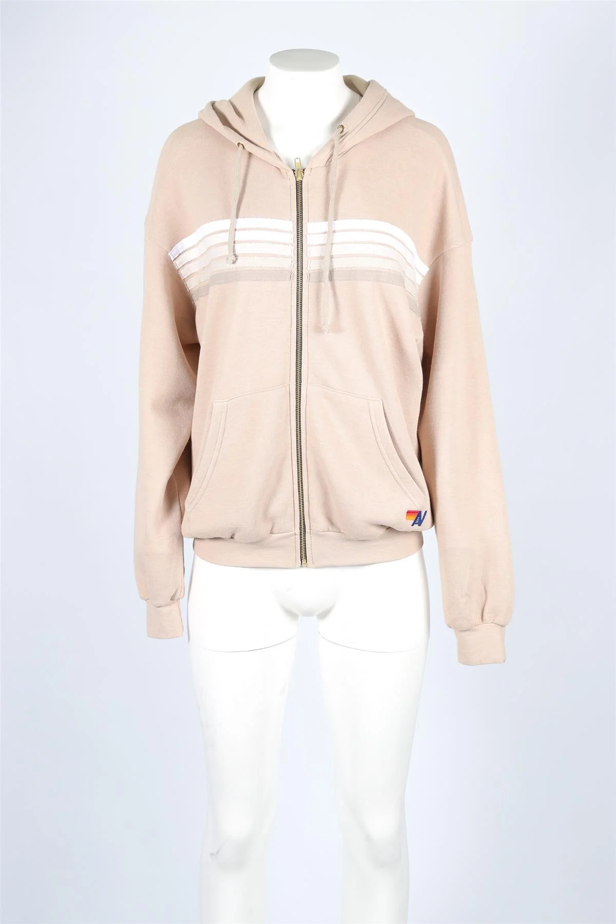 AVIATOR NATION BEIGE COTTON HOODIE SMALL - Image 2
