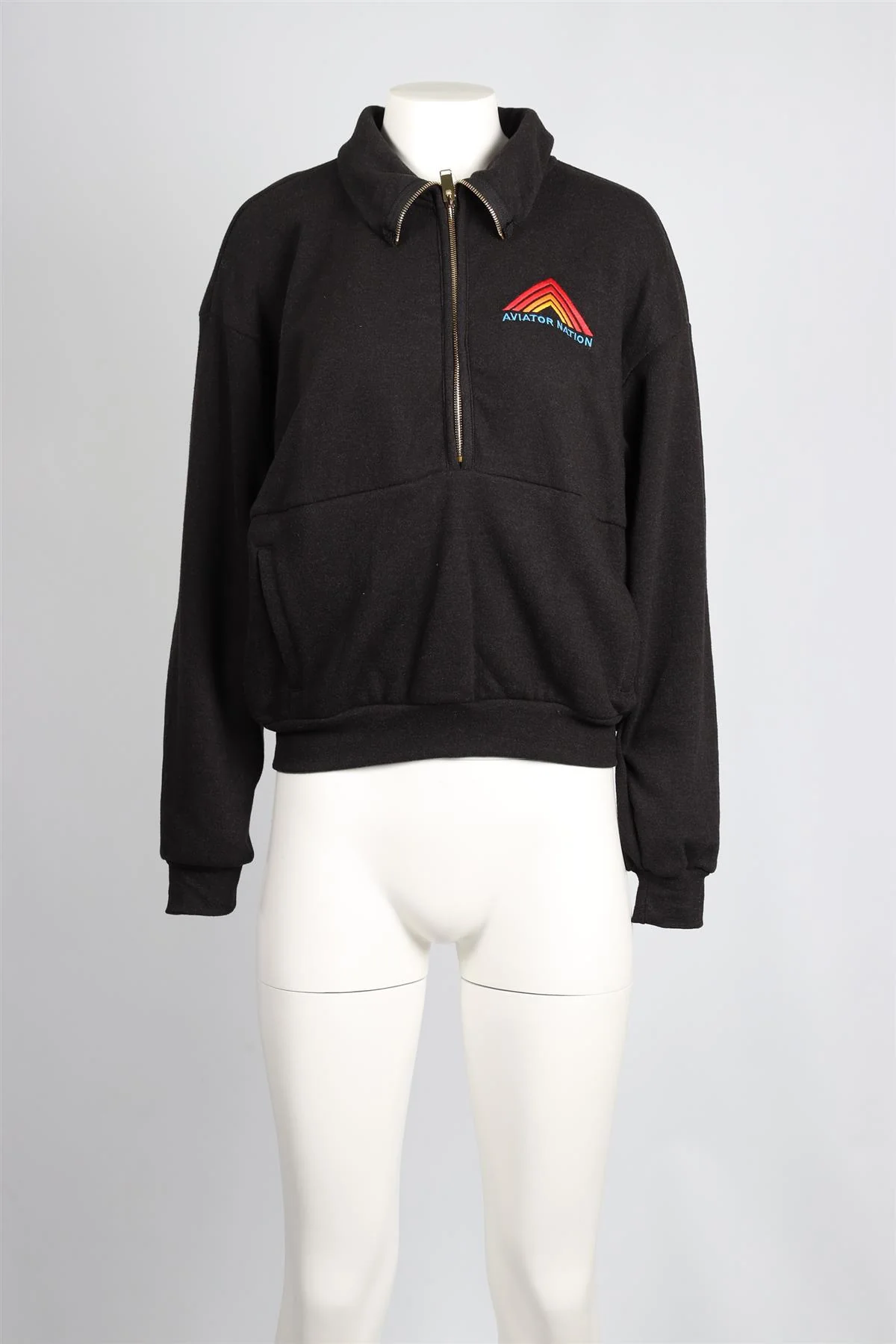 AVIATOR NATION BLACK COTTON BLEND SWEATSHIRT SMALL - Image 2