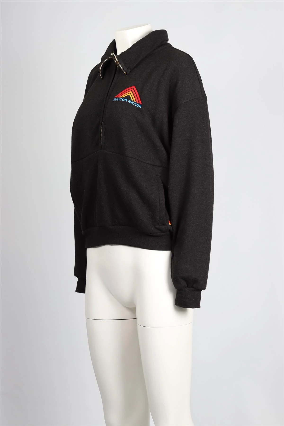 AVIATOR NATION BLACK COTTON BLEND SWEATSHIRT SMALL - Image 3