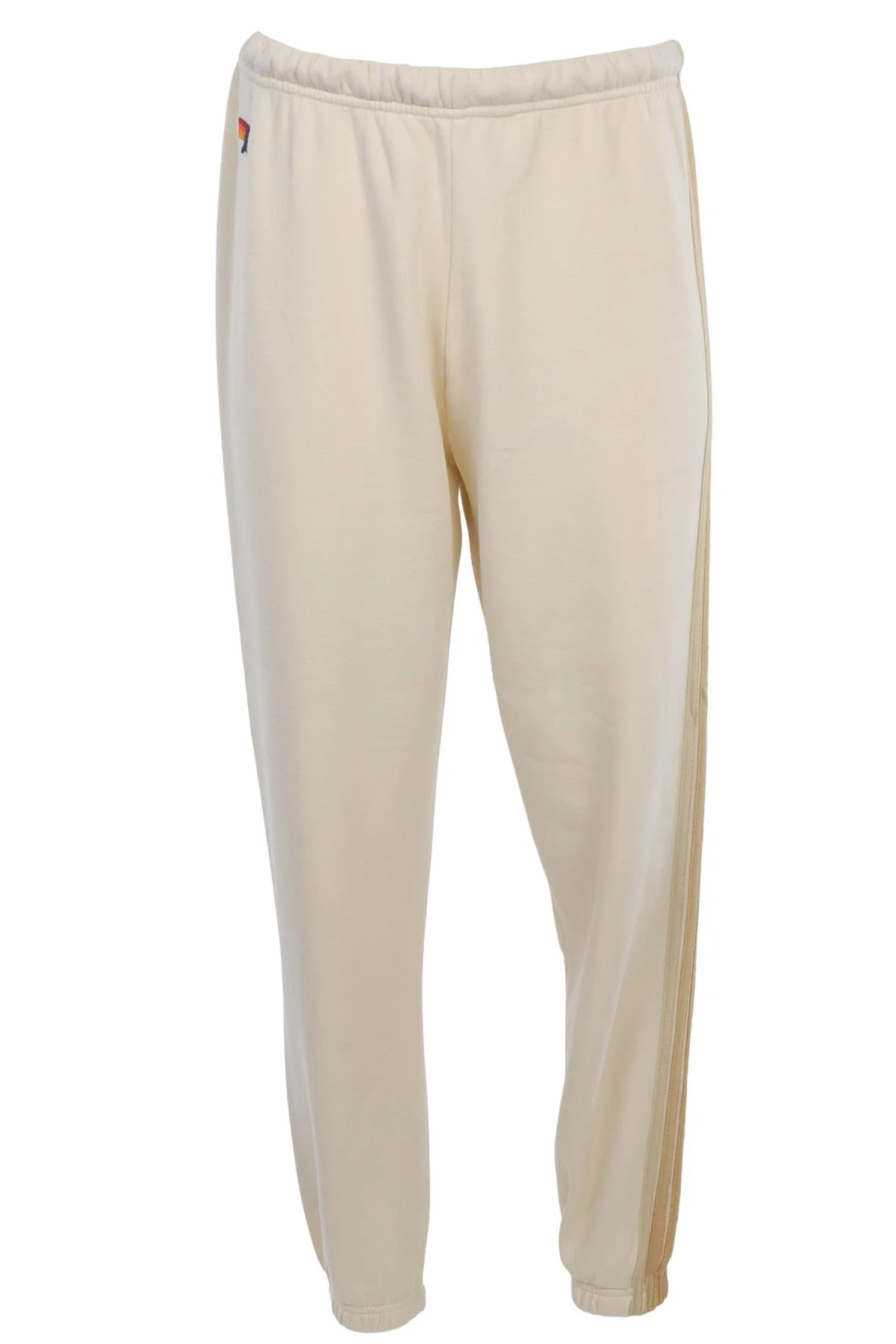 AVIATOR NATION CREAM COTTON TRACK PANTS MEDIUM