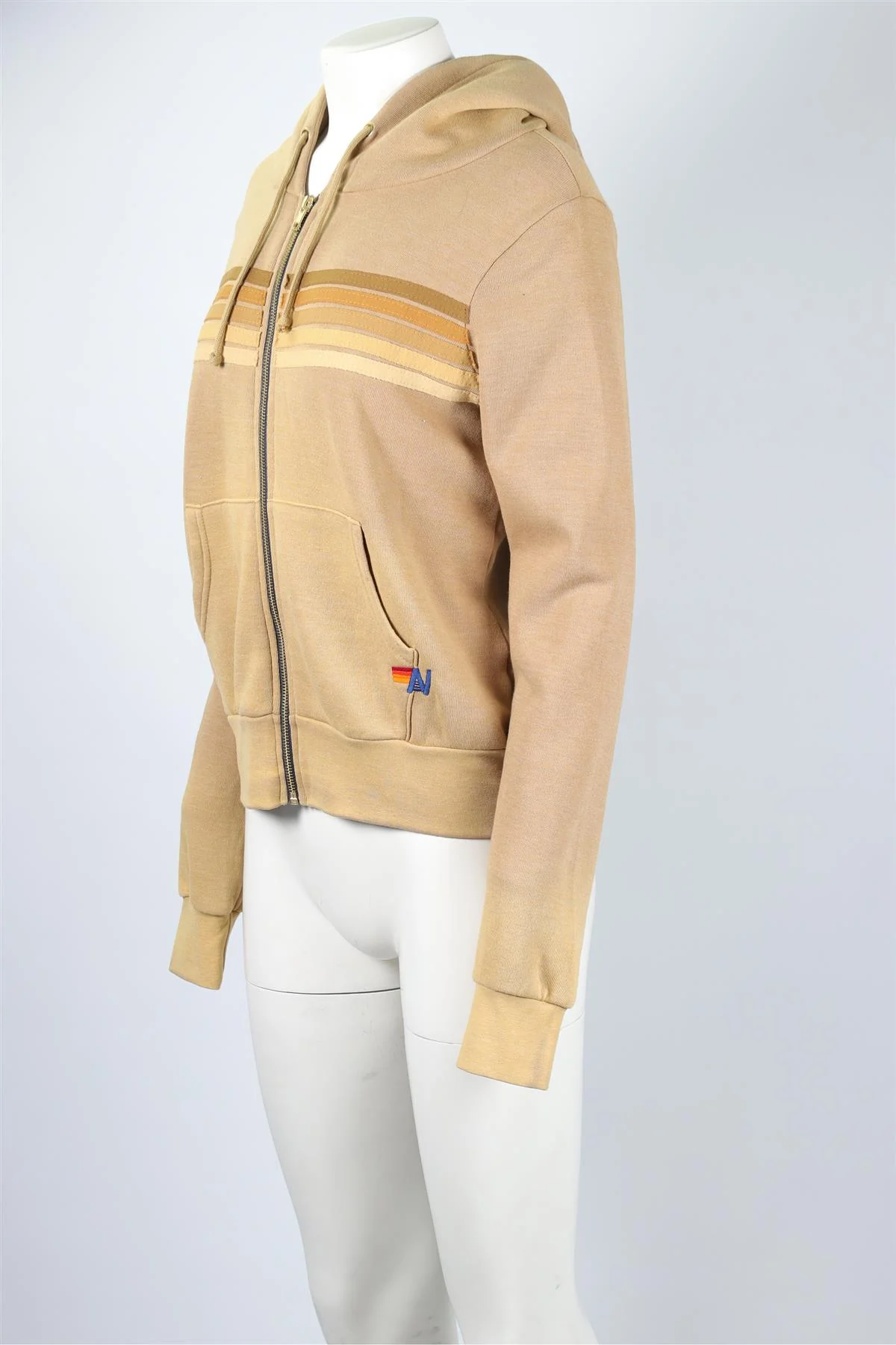 AVIATOR NATION TAN COTTON HOODIE XSMALL - Image 3