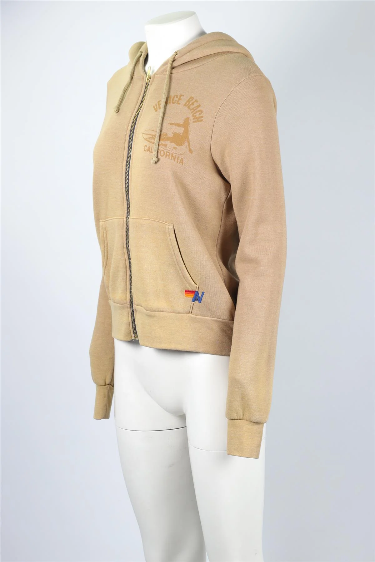AVIATOR NATION TAN COTTON HOODIE XSMALL - Image 3