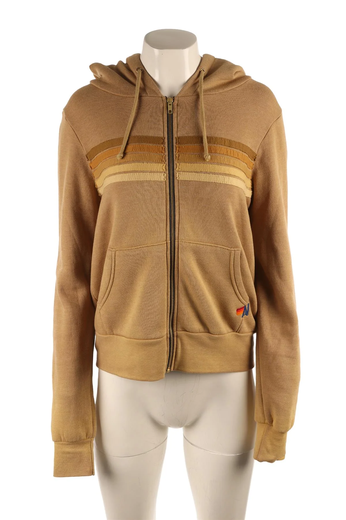 AVIATOR NATION TAN COTTON HOODIE XSMALL - Image 2