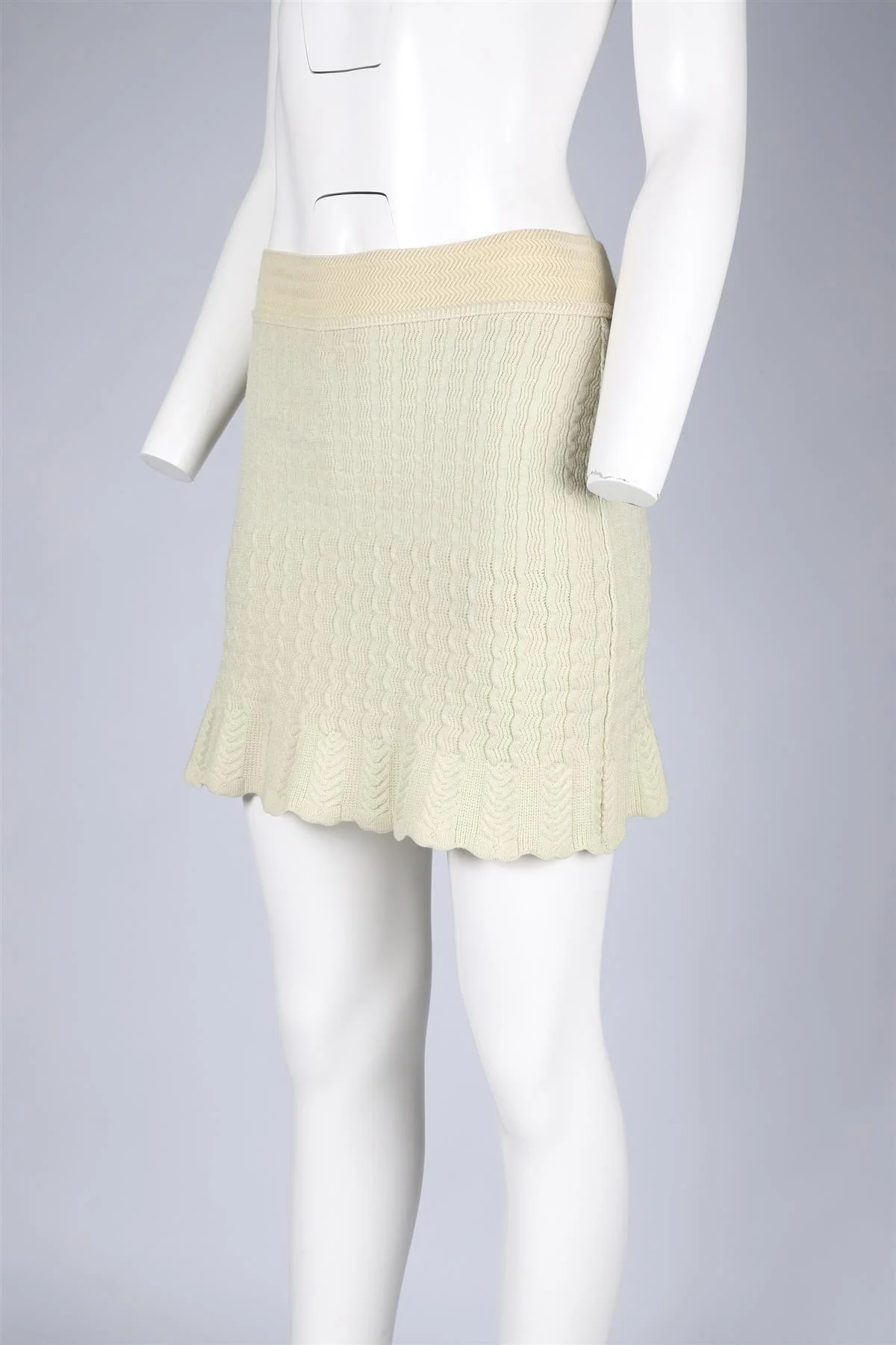 AZZEDINE ALAÏA GREEN 1990 WOOL BLEND MINI SKIRT XSMALL - Image 3