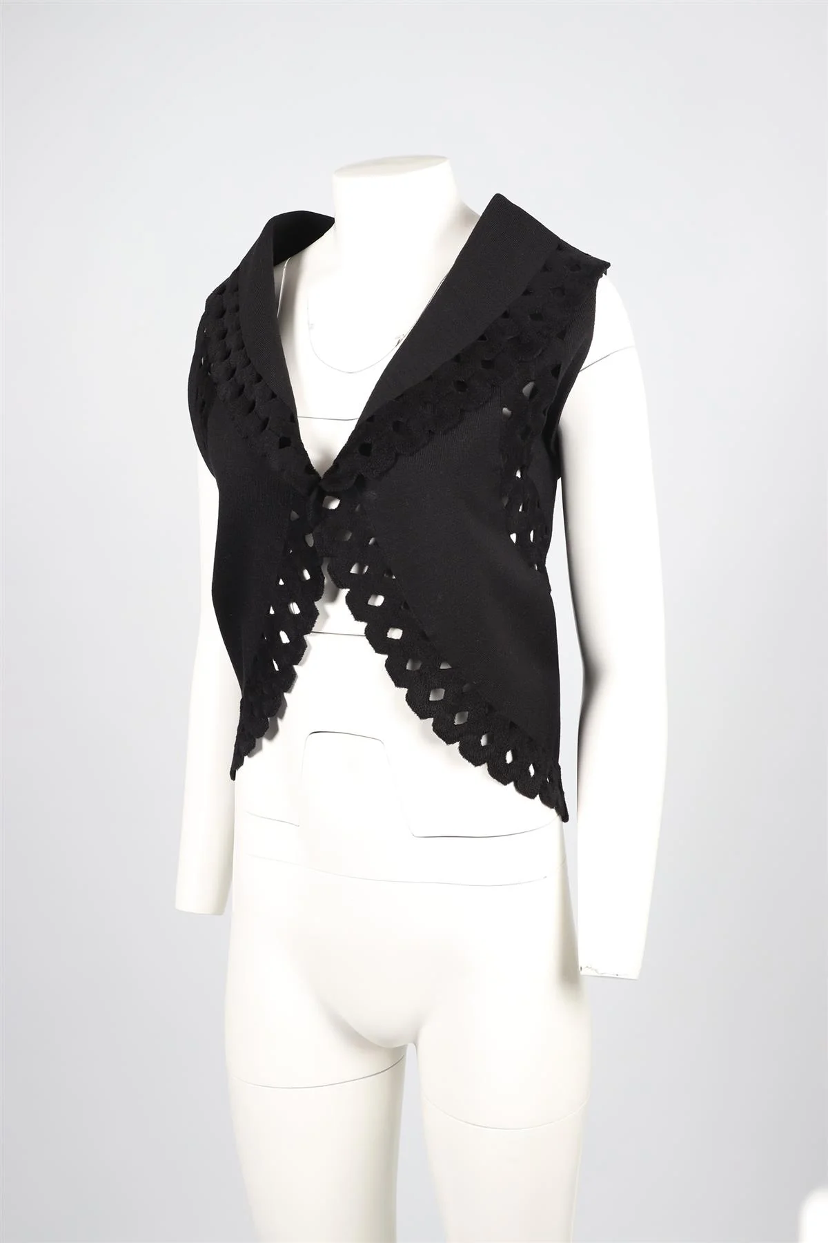 AZZEDINE ALAÏA BLACK WOOL BLEND GILET FR 36 UK 8 - Image 3