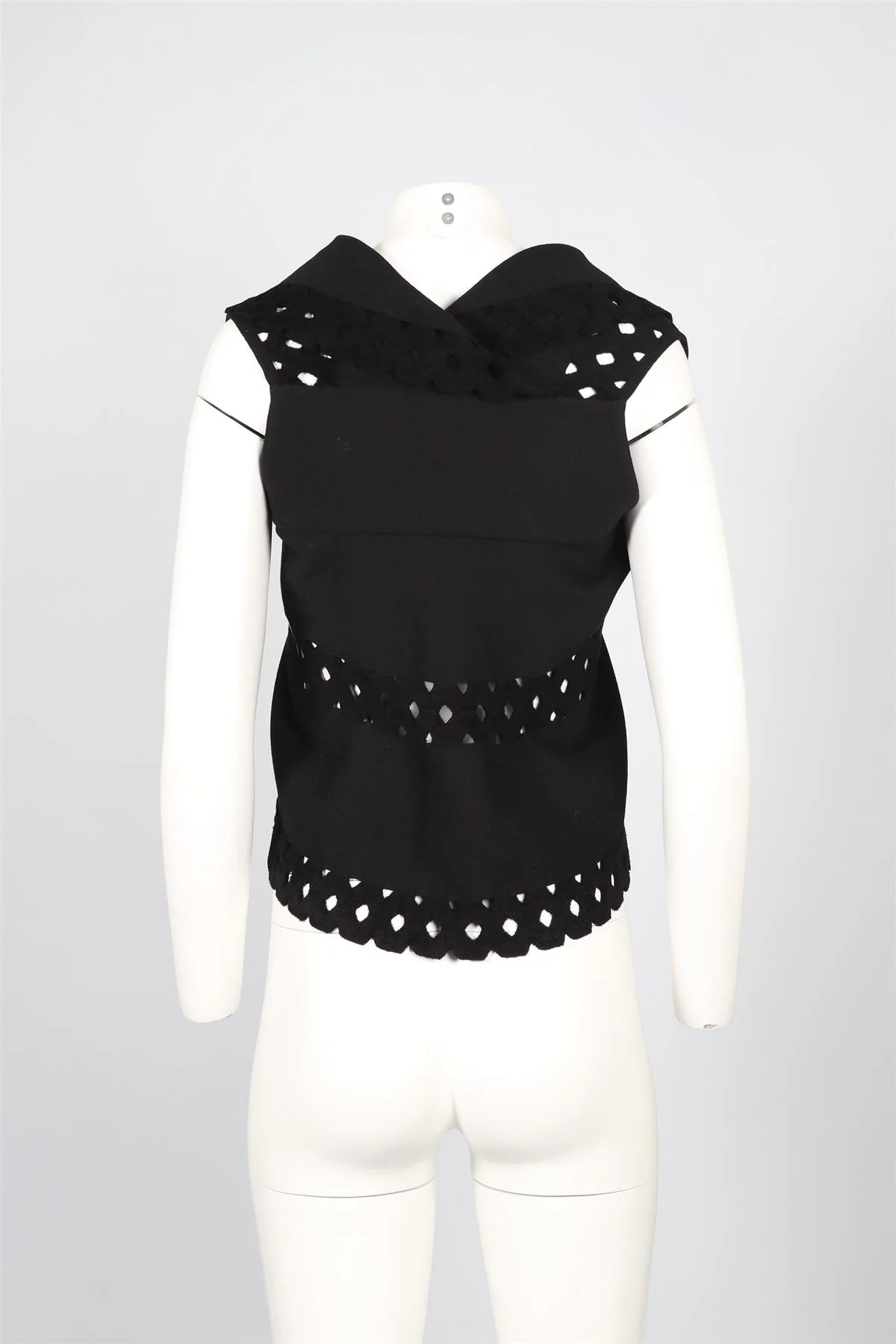 AZZEDINE ALAÏA BLACK WOOL BLEND GILET FR 36 UK 8 - Image 4