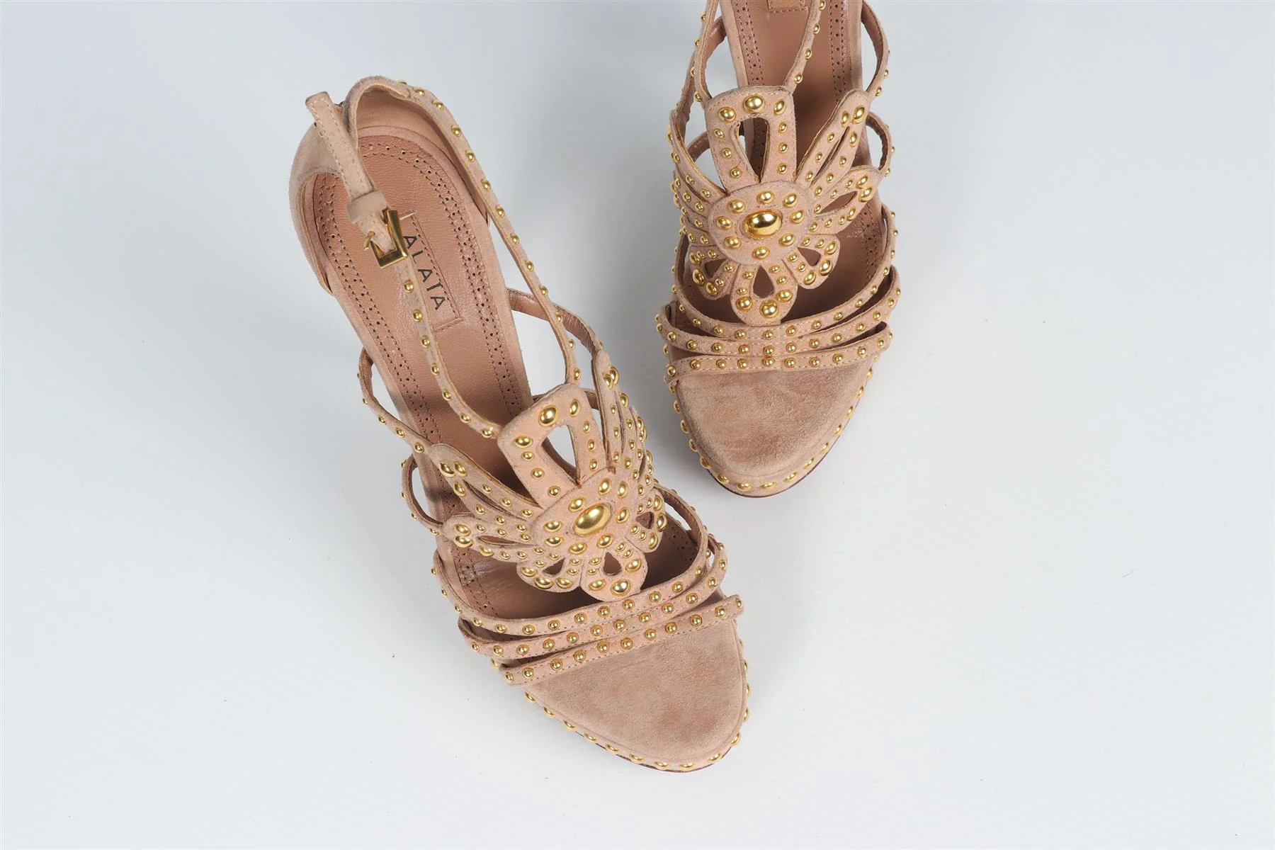 AZZEDINE ALAÏA NUDE SUEDE SANDALS EU 37 UK 4 US 7 - Image 4