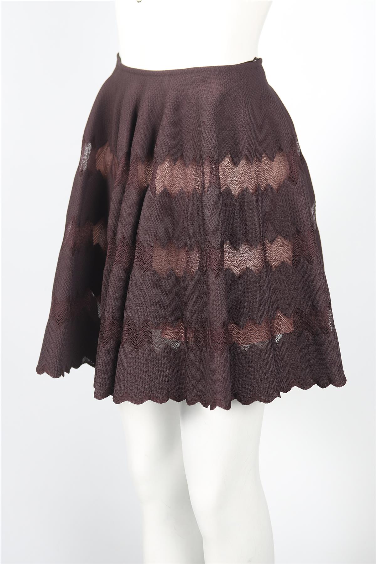 AZZEDINE ALAIA SILK BLEND MINI SKIRT FR 38 UK 10 - Image 3