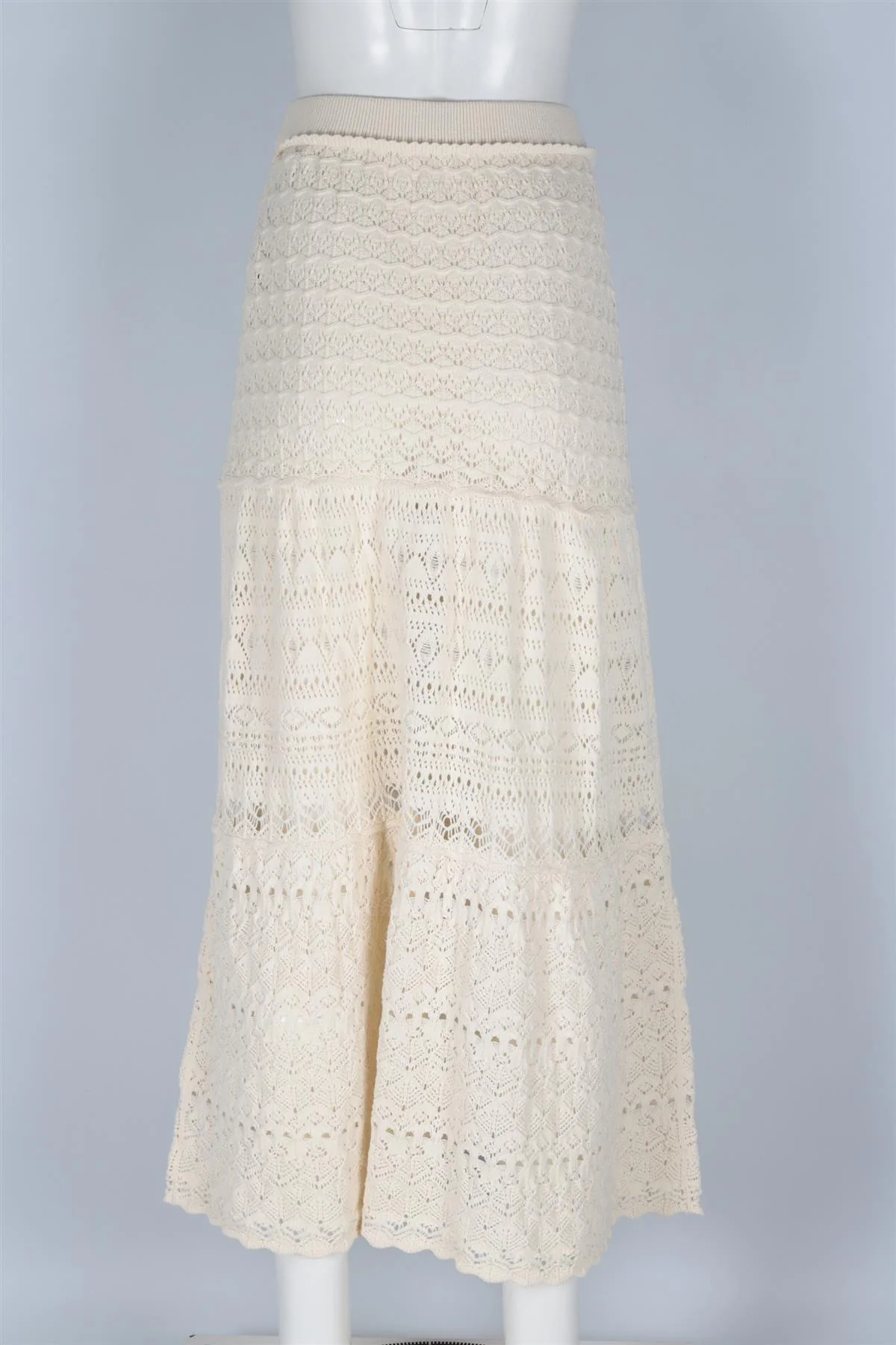 BA&SH CREAM COTTON MAXI SKIRT UK 10 - Image 4