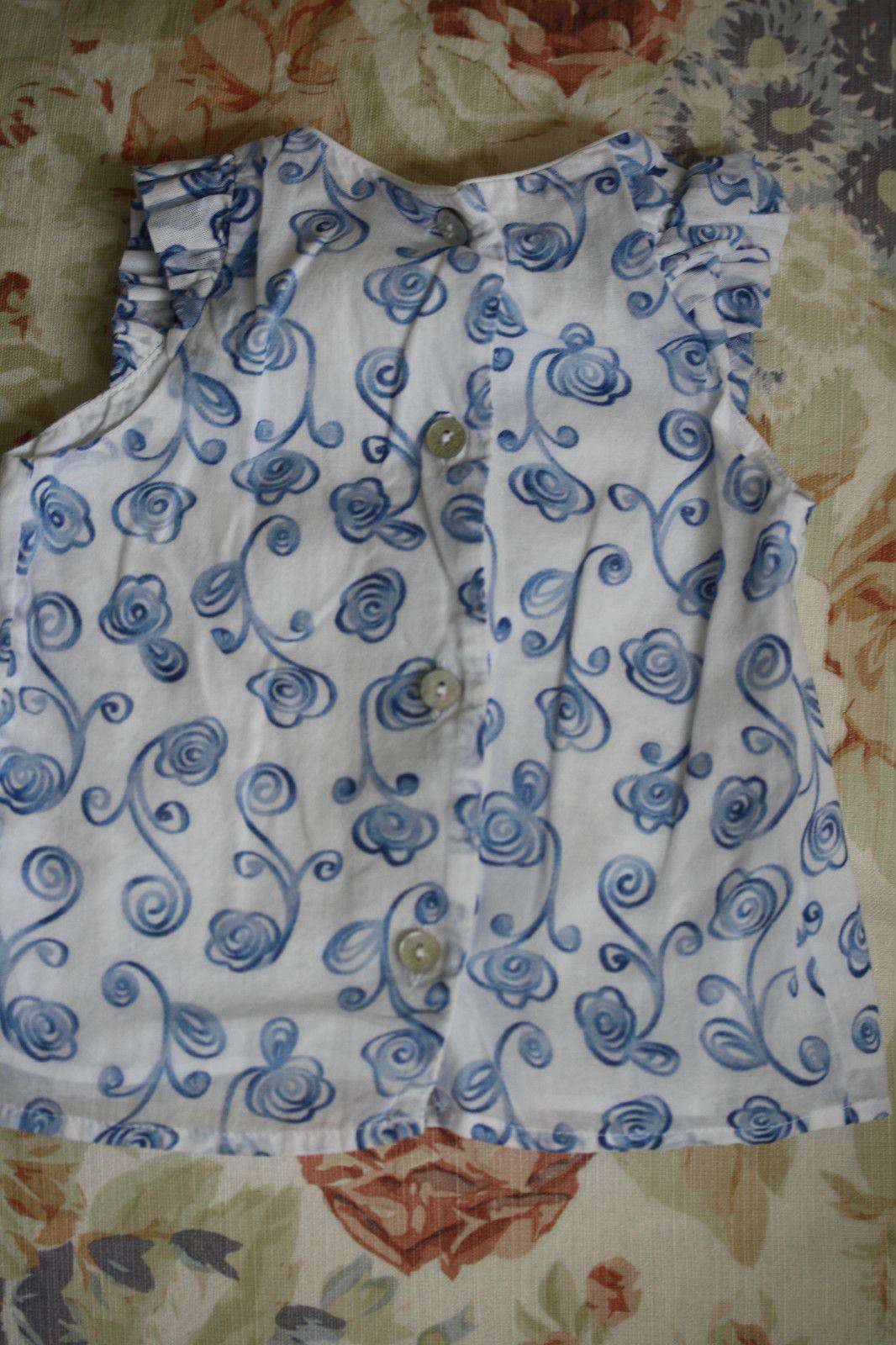 BABY DIOR BLUE CHINA FLORAL BLOUSE 3 MONTHS - Image 3