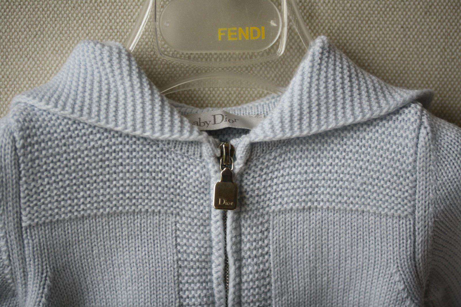 BABY DIOR BLUE WOOL HOODED CARDIGAN 6 MONTHS - Image 3