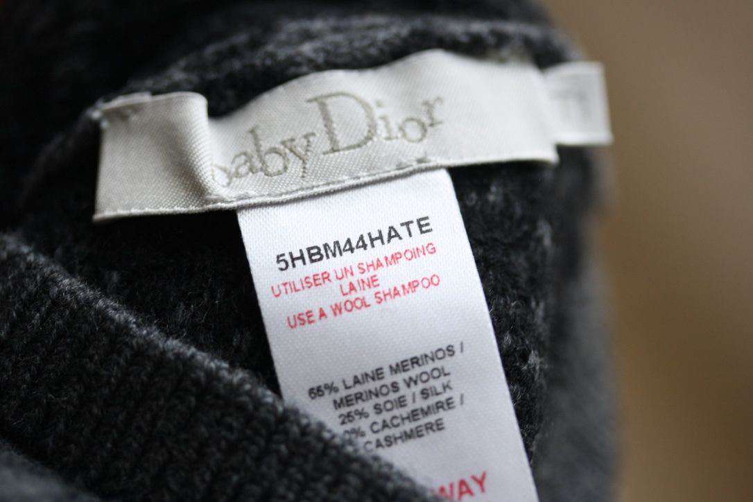 BABY DIOR GREY KNIT HAT 6-12 MONTHS - Image 2