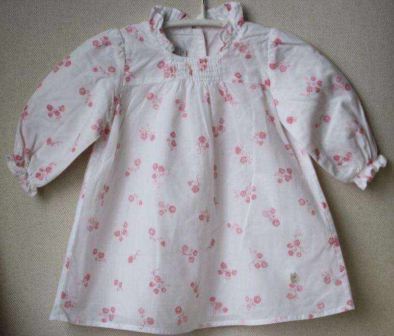 BABY DIOR PINK FLOWER WHITE COTTON DRESS 3 MONTHS - Image 3