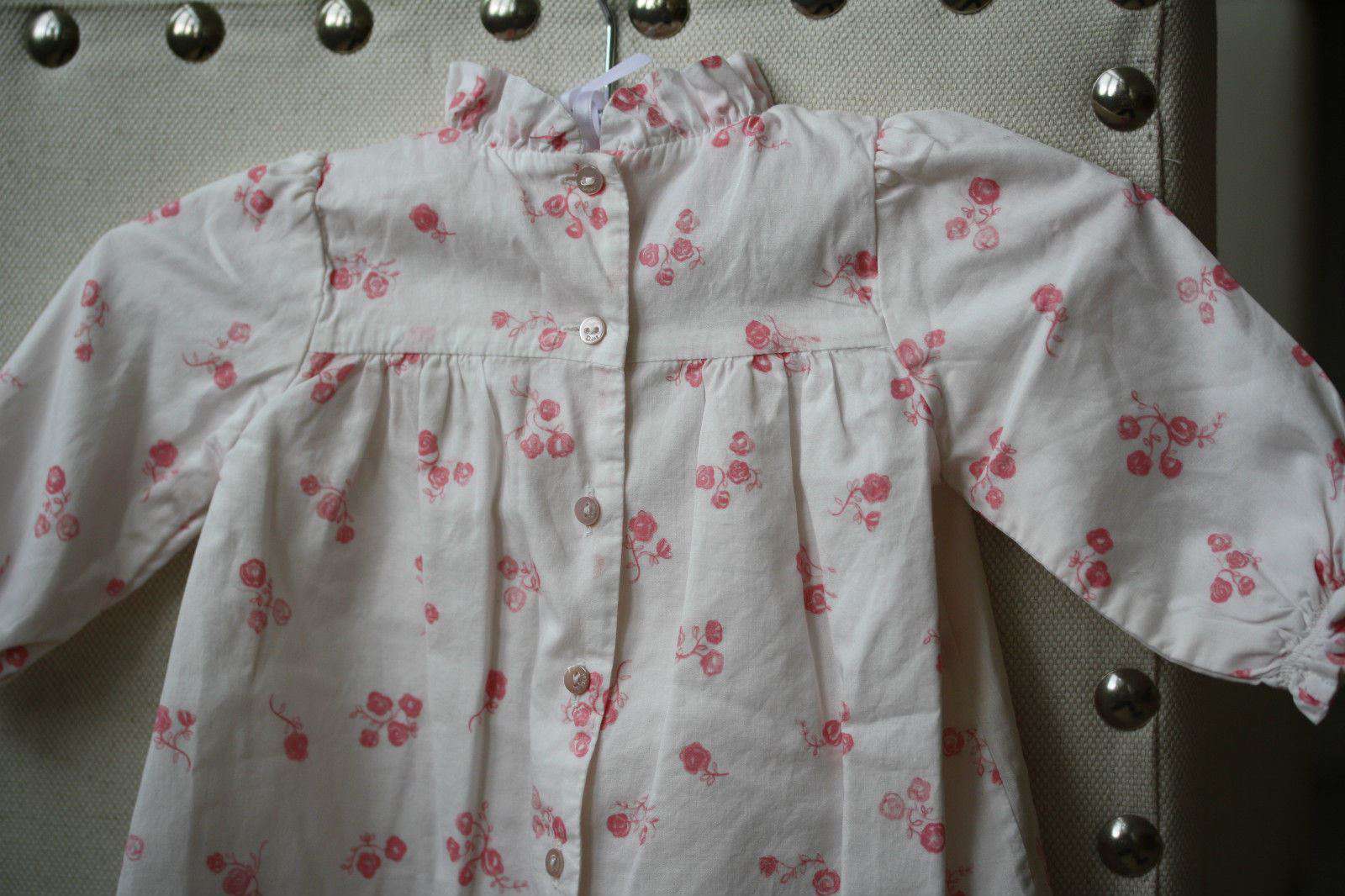 BABY DIOR PINK FLOWER WHITE COTTON DRESS 6 MONTHS - Image 3