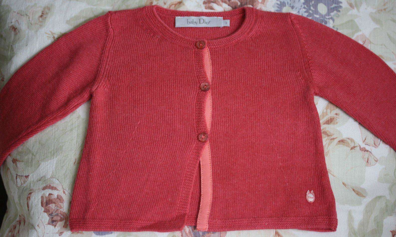 BABY DIOR RASPBERRY PINK KNITTED CARDIGAN 3 MONTHS - Image 2