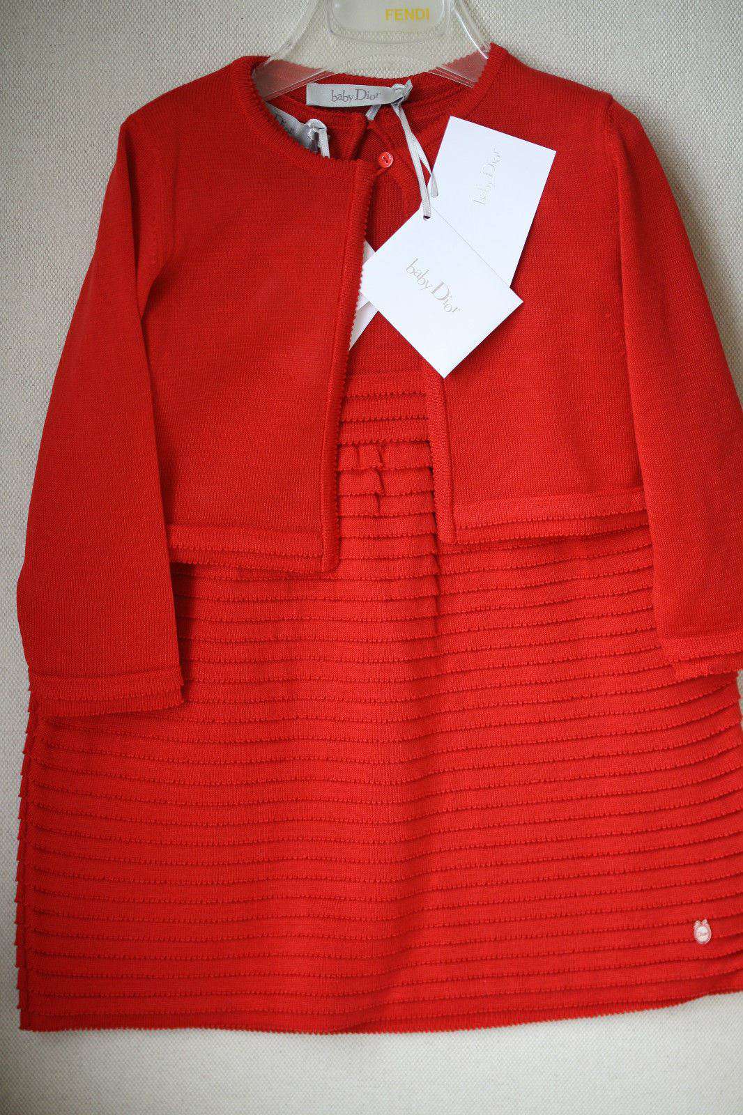 BABY DIOR RED KNITTED DRESS AND CARDIGAN 2 YEARS - Image 5