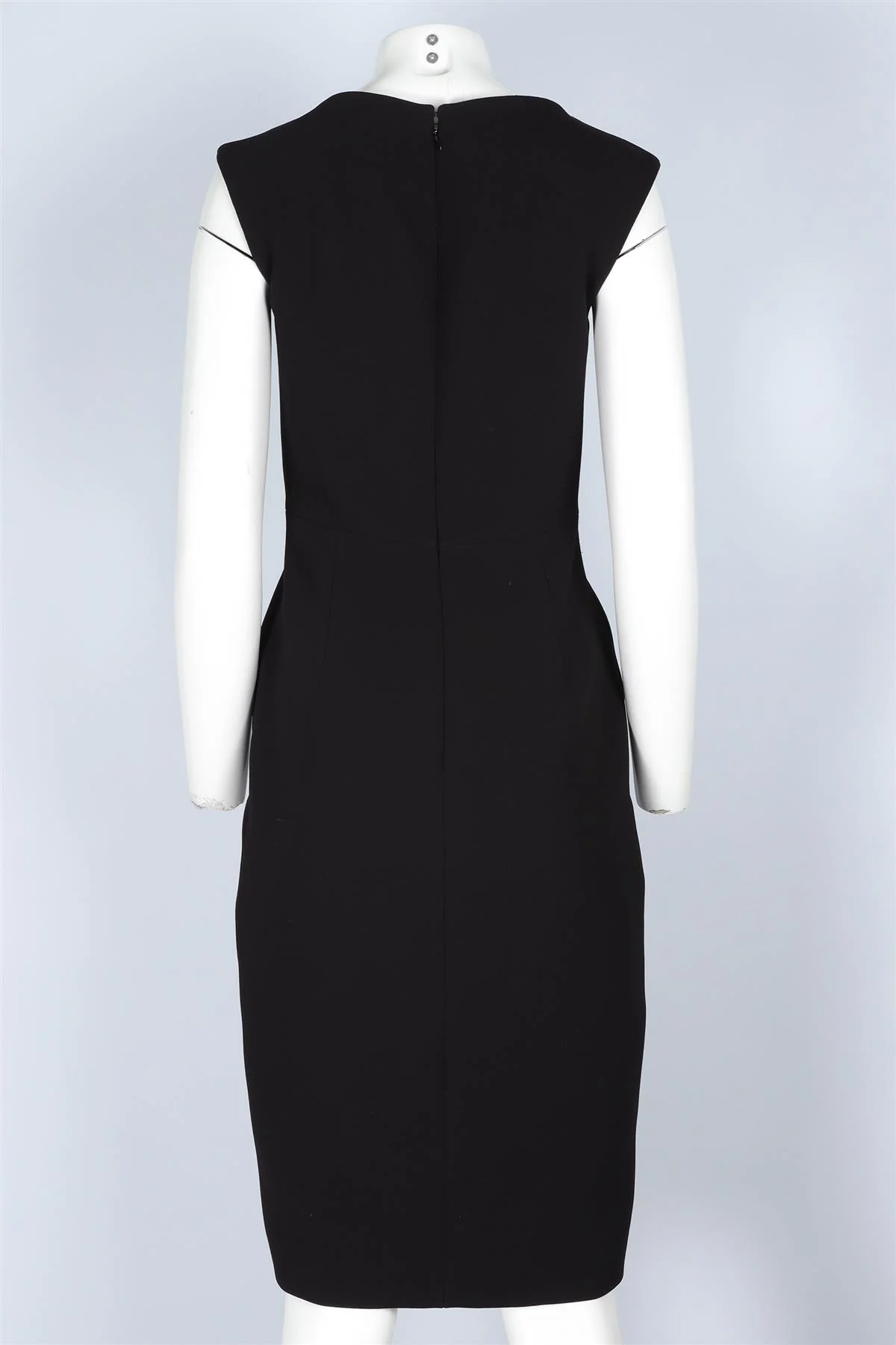 BALENCIAGA BLACK CREPE MIDI DRESS FR 36 UK 8 - Image 4