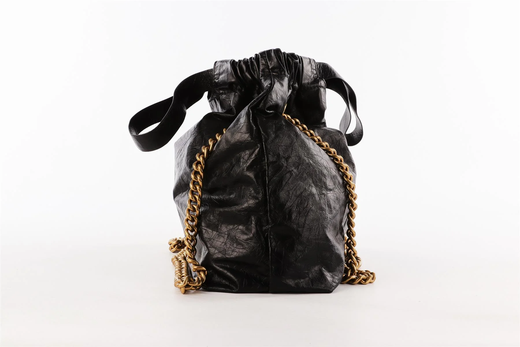 BALENCIAGA BLACK CRUSH SMALL LEATHER TOTE BAG - Image 6