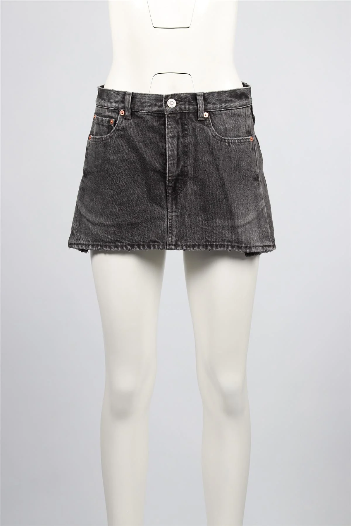 BALENCIAGA BLACK DENIM MINI SKIRT FR 38 UK 10 - Image 2