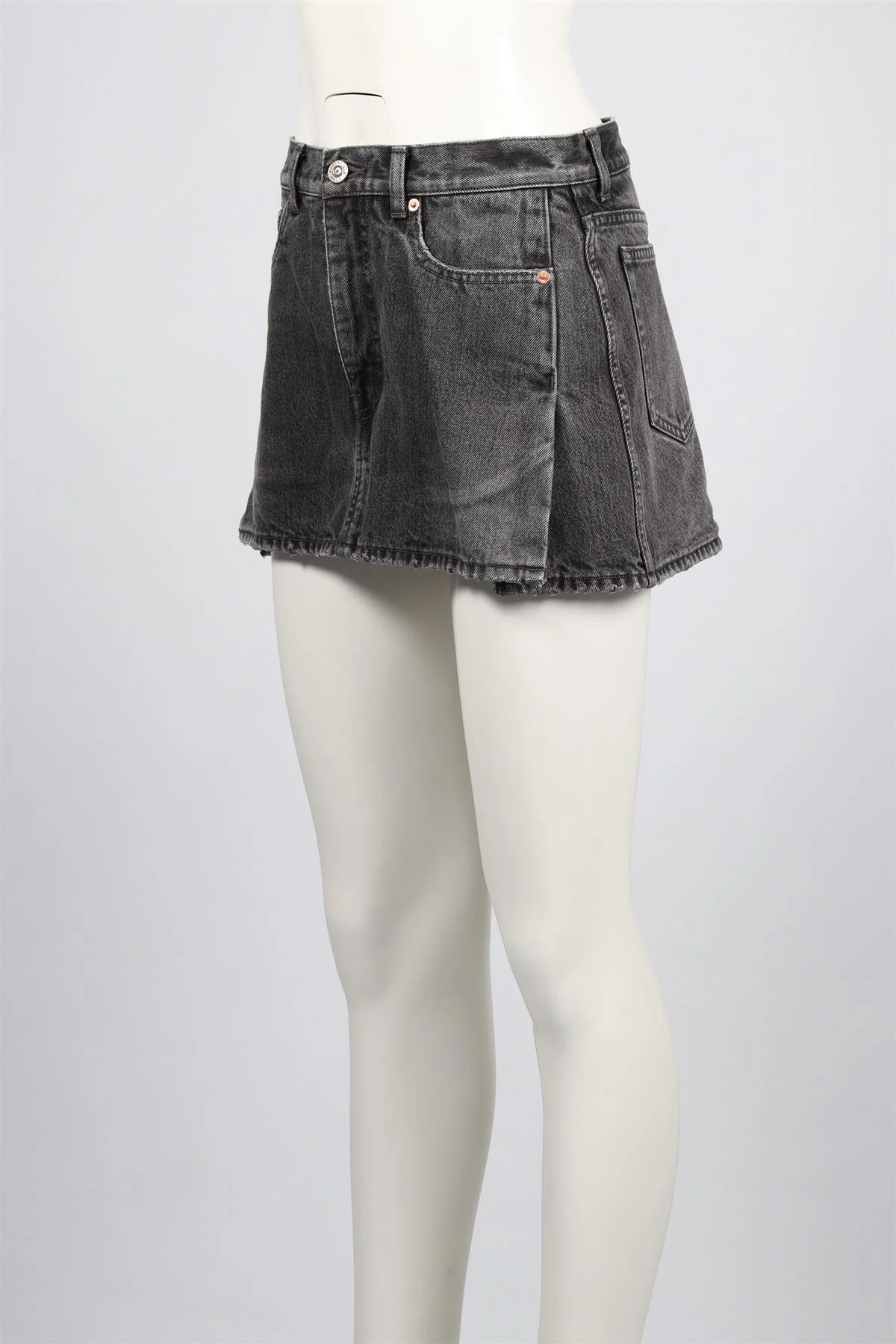 BALENCIAGA BLACK DENIM MINI SKIRT FR 38 UK 10 - Image 7