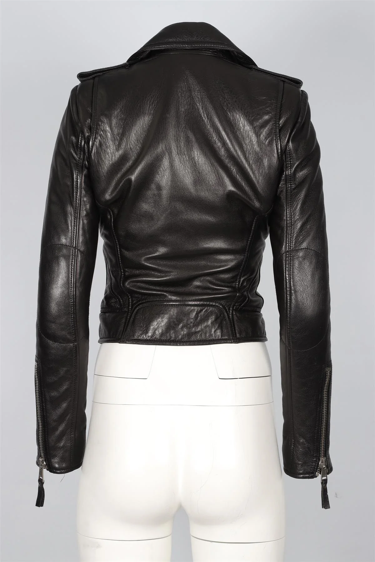 BALENCIAGA BLACK LEATHER JACKET FR 36 UK 8 - Image 4