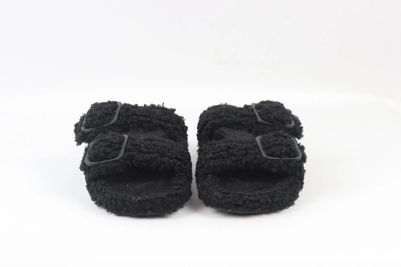 BALENCIAGA BUCKLE DETAILED FAUX SHEARLING SLIDES EU 38 UK 5 US 8 - Image 3
