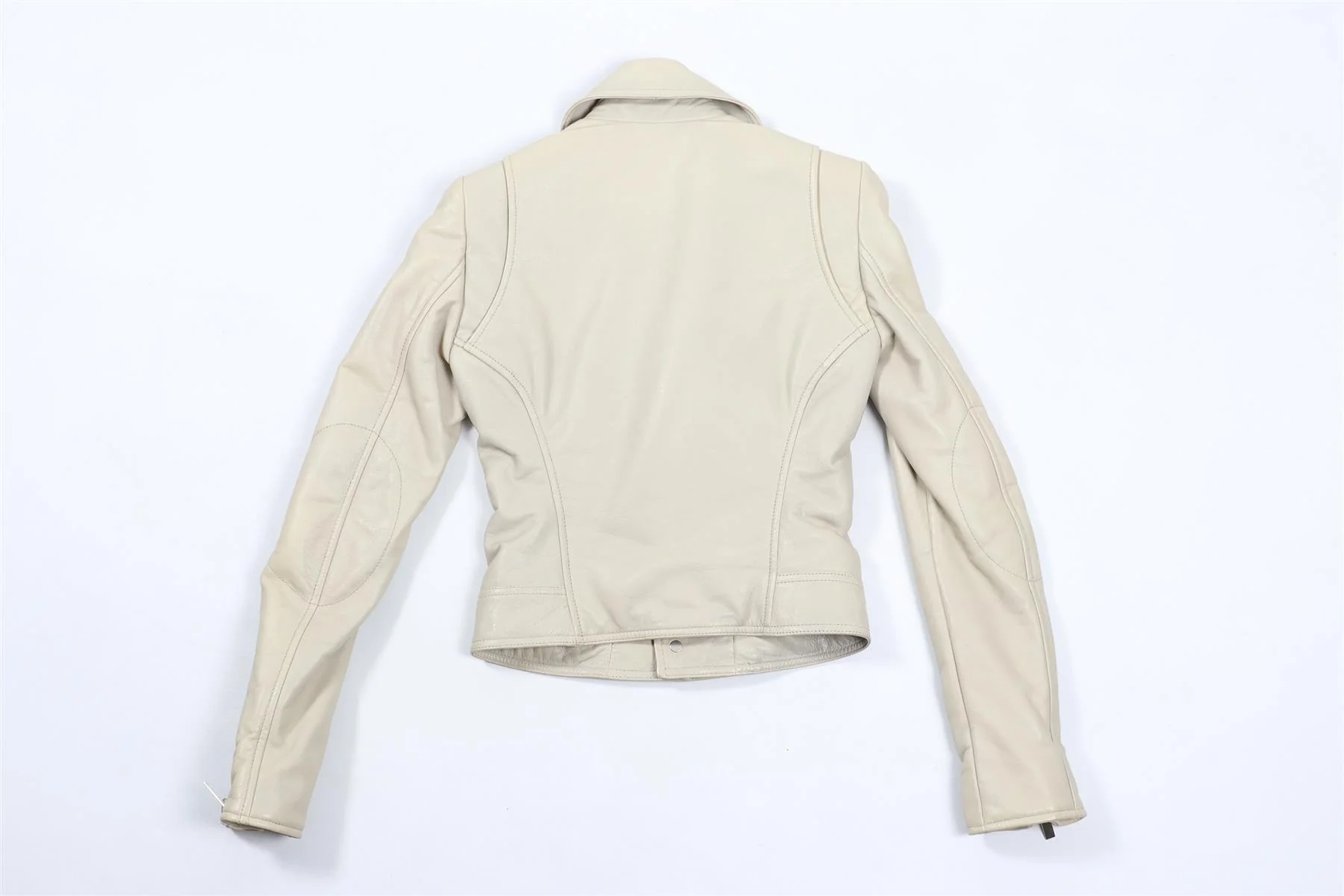BALENCIAGA CREAM LEATHER JACKET FR 34 UK 6 - Image 4