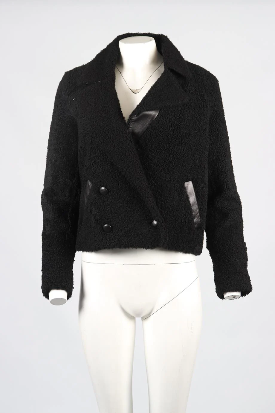 BALENCIAGA DOUBLE BREASTED SHEARLING JACKET FR 36 UK 8 - Image 2