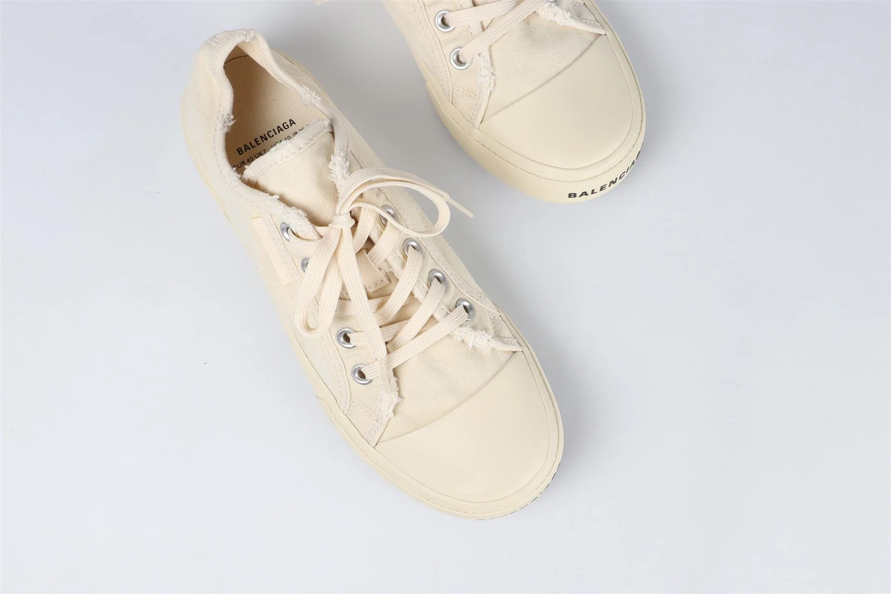 BALENCIAGA ECRU PARIS CANVAS SNEAKERS EU 40 UK 7 US 10 - Image 4