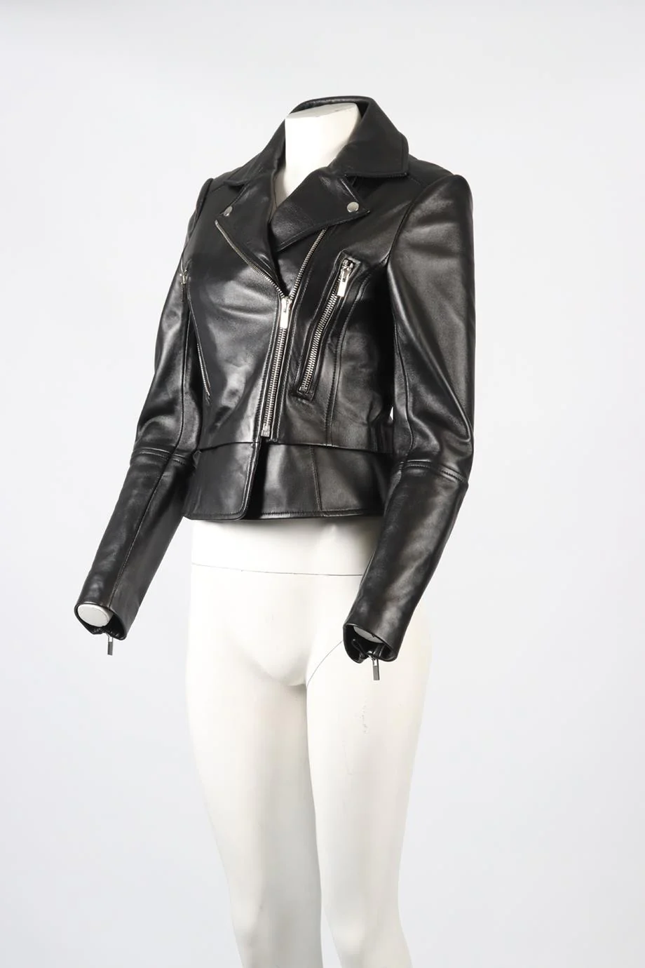 BALENCIAGA LEATHER BIKER JACKET FR 40 UK 12 - Image 3