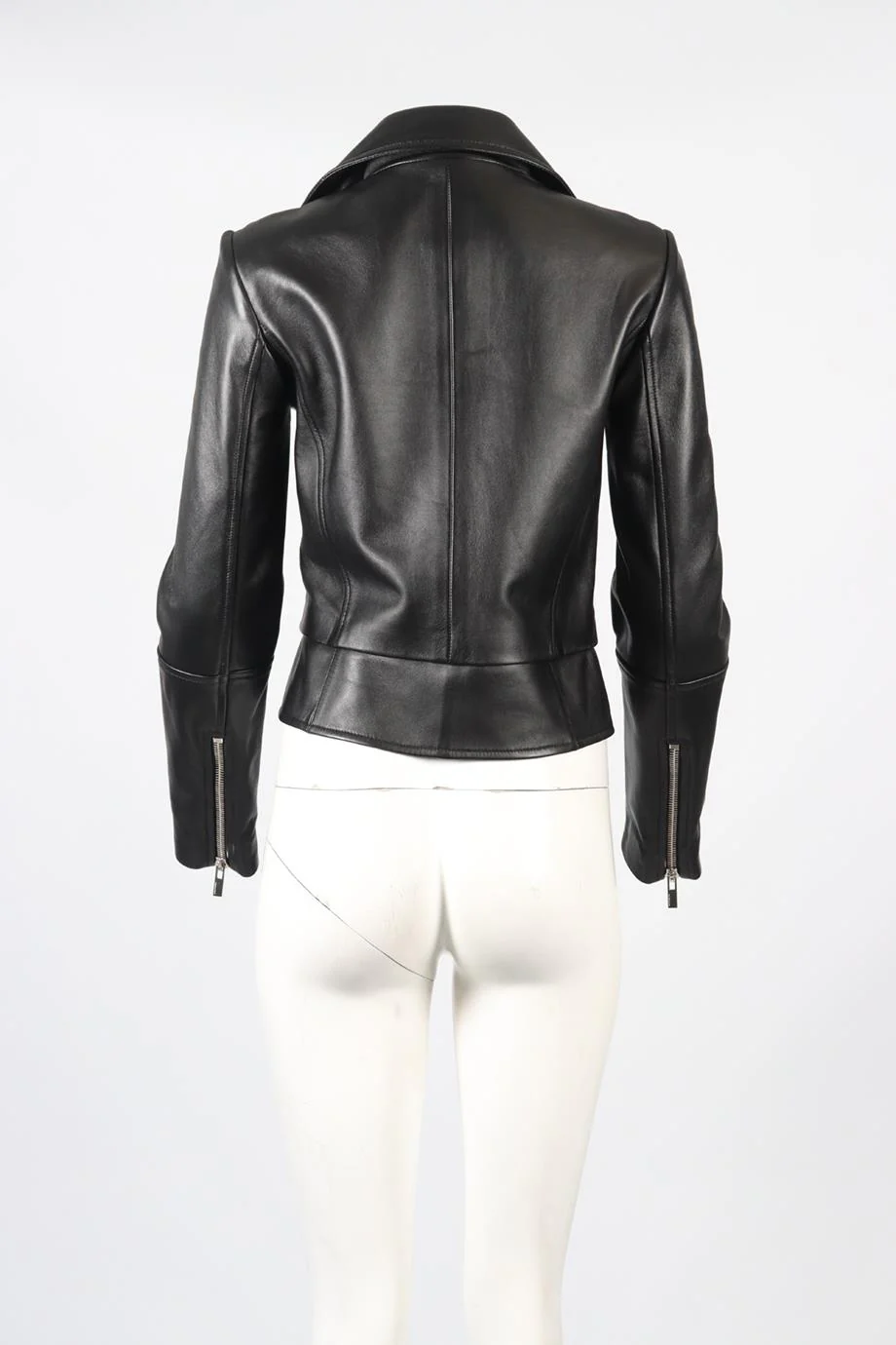 BALENCIAGA LEATHER BIKER JACKET FR 40 UK 12 - Image 4
