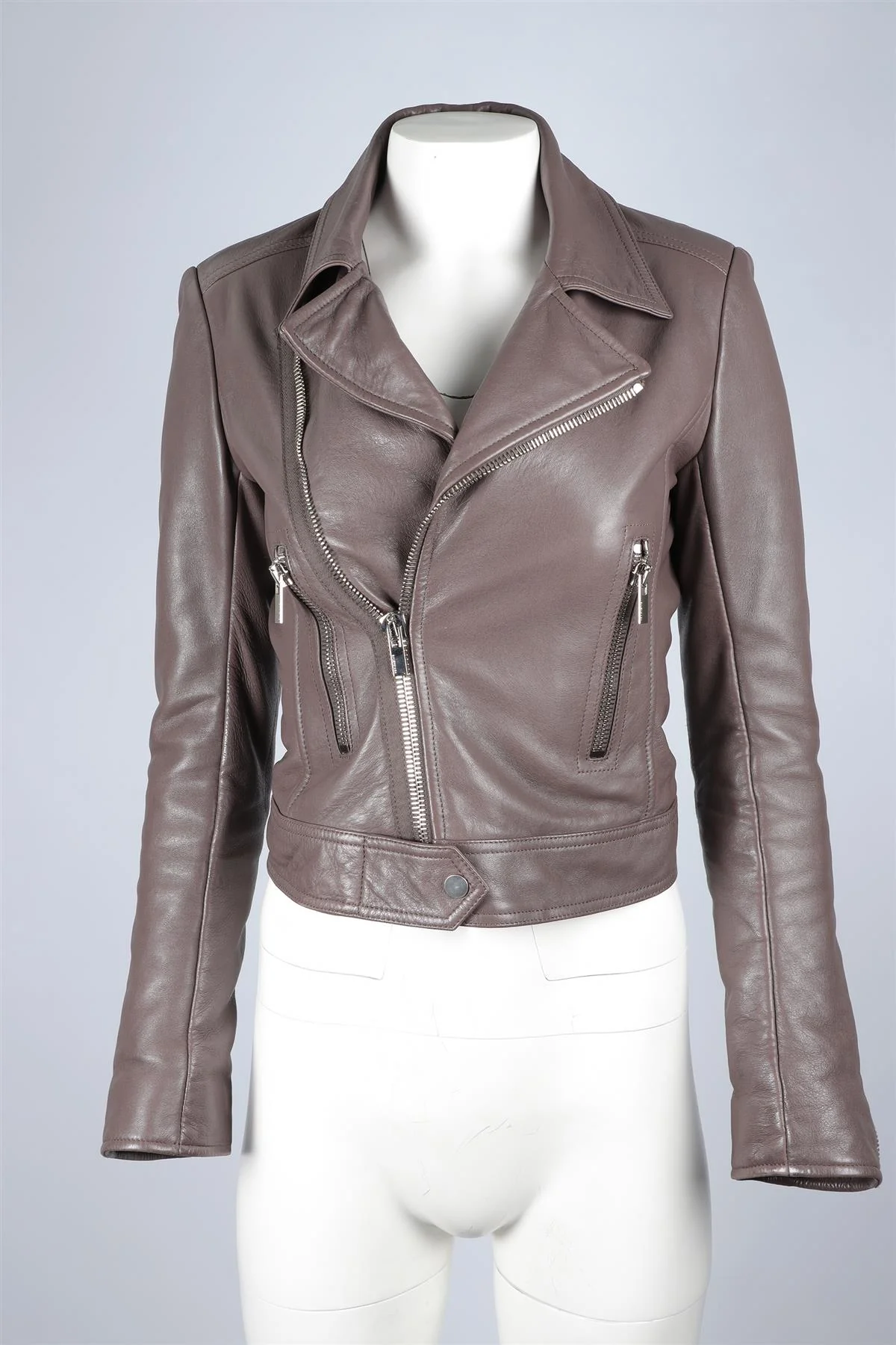 BALENCIAGA MAUVE LEATHER JACKET FR 36 UK 8 - Image 2